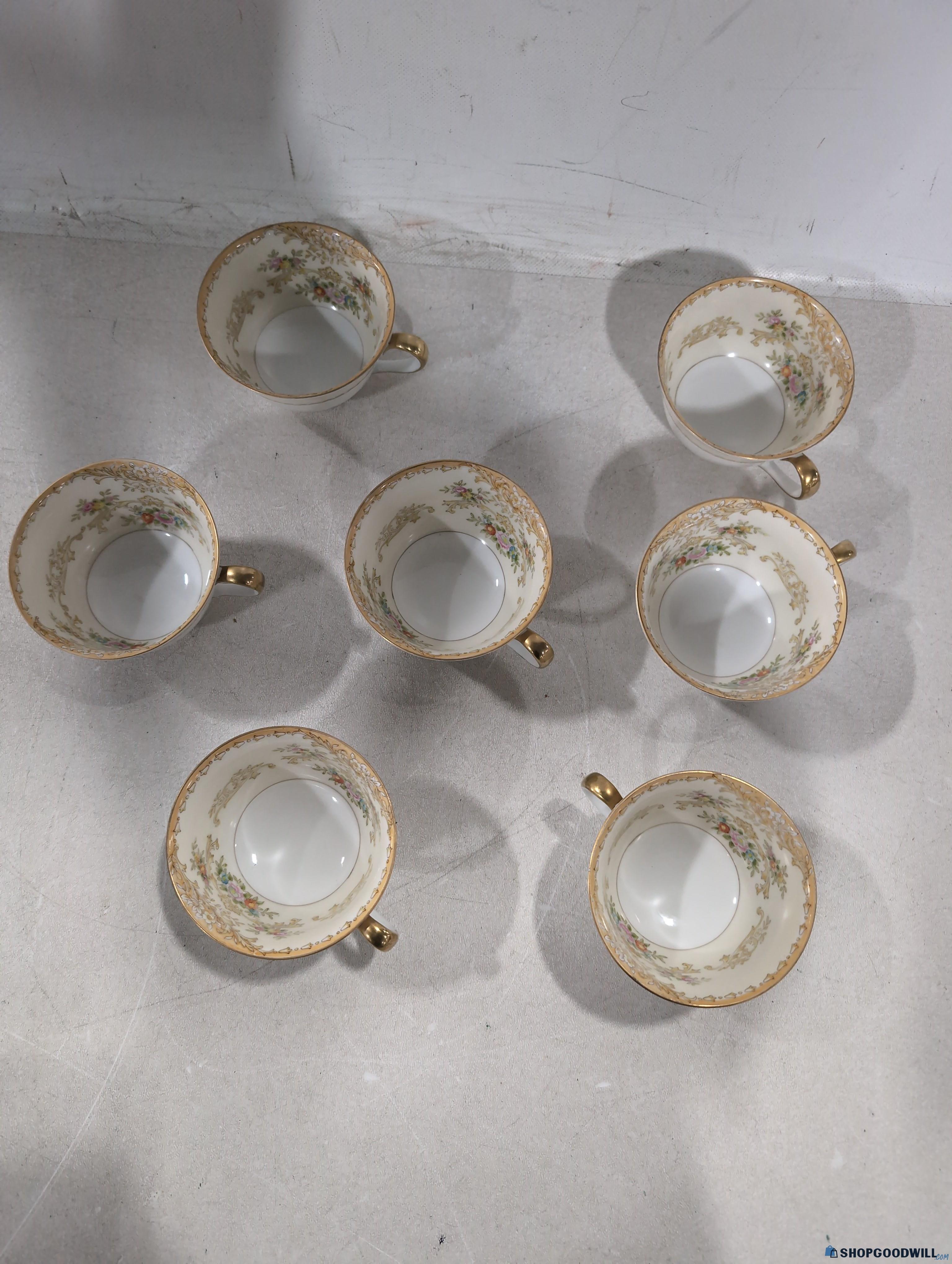 Rare Antique Dresden German Porcelain Hand-Painted Gilt Floral Teacup